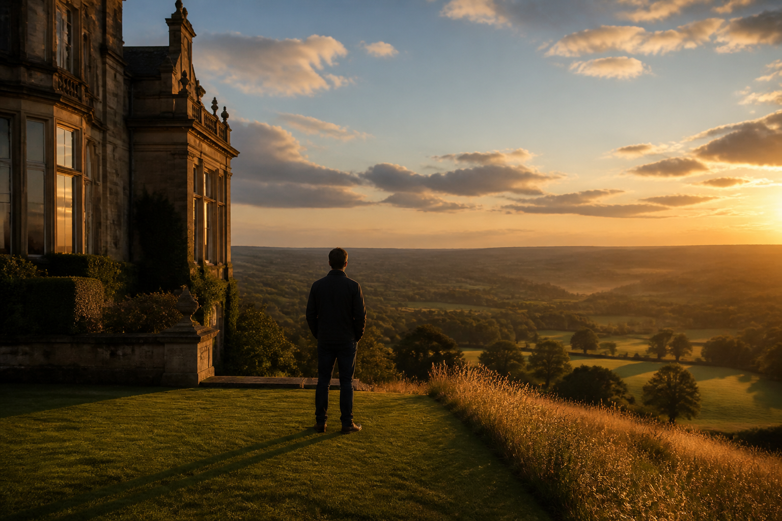 Founder reflecting at a UK country estate